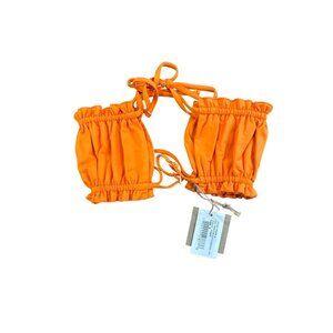 FREE PEOPLE X Toast Swim Women Signature Ruffle Bandeau - Top Tiger SMALL